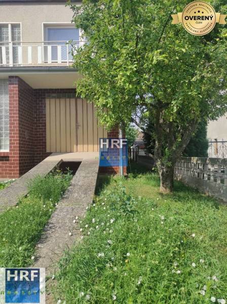 Einfamilienhaus in der Vieska-Straße in Radošovce mit Rasen und Baum vor dem Eingang.