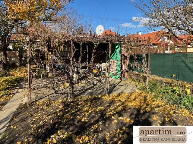 Garten in der Mittelstraße in Bratislava - Ružinov mit Weinreben und Unterstand.