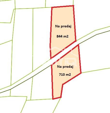 Karte von zwei Grundstücken zum Verkauf im Bereich Landwirtschafts- und Forstflächen, Horná Súča.