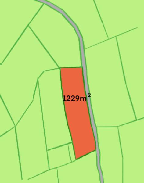 Karte der Erholungsgrundstücke in Oščadnica, Oščadnica, mit dem markierten Grundstück von 1229 m².