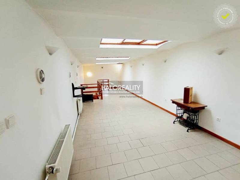 Ein heller Flur in einem Einfamilienhaus mit weißen Wänden und Dachfenstern.