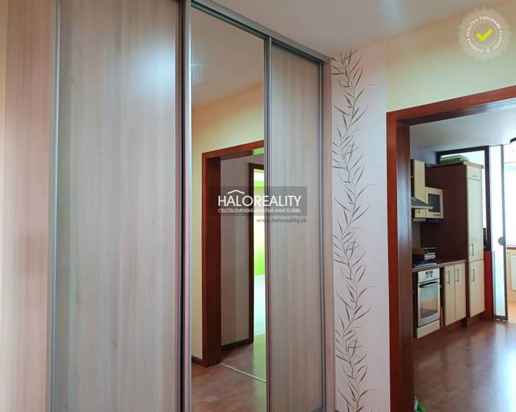 Einzimmerwohnung mit Küche, Holzvertäfelung und Einbauschrank.