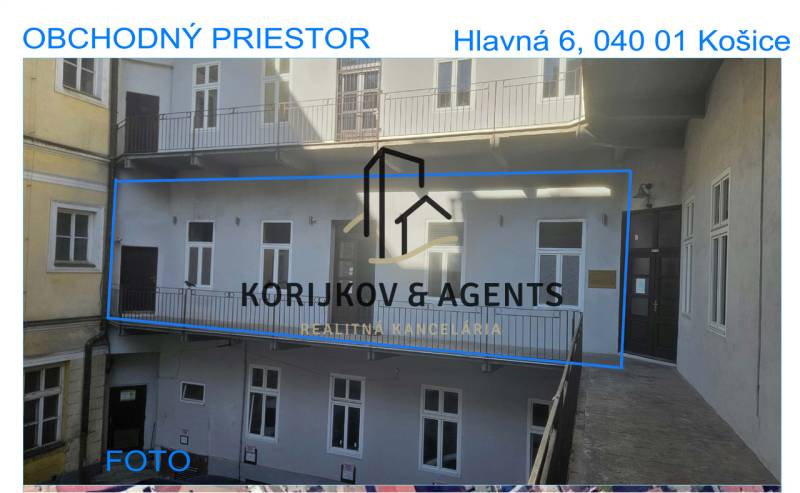 Gewerberäume mit Balkon in der Hauptstraße in Košice, Stadtteil Altstadt.