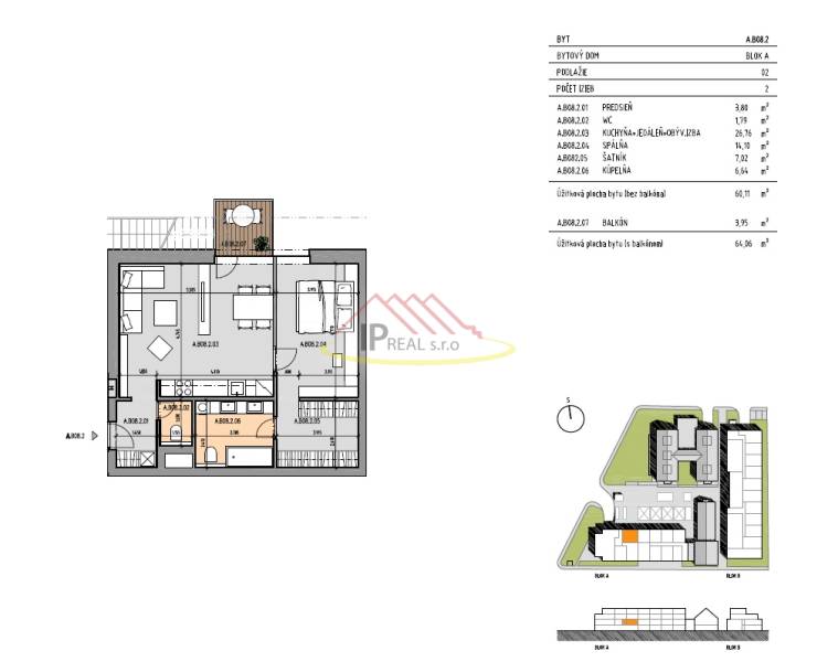 Grundriss einer 2-Zimmer-Wohnung mit Balkon, geräumigem Wohnzimmer und Ankleidezimmer.