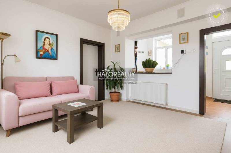 Helles Wohnzimmer in einem Einfamilienhaus mit grauem Sofa und grünen Pflanzen.