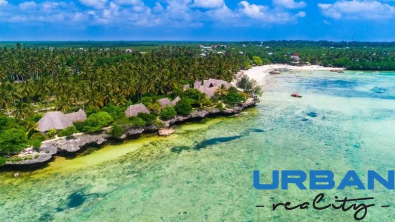 Küstenlandschaft mit Palmen und Bungalows in Kizimkazi, Grundstücke - kommerziell.