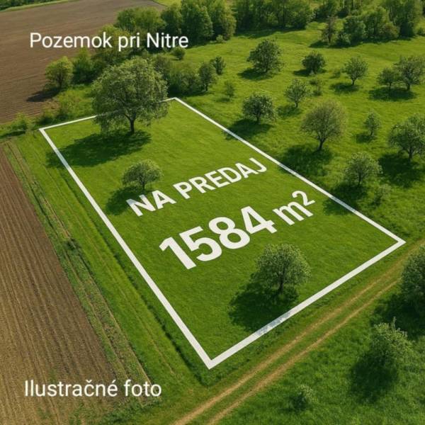 Baugrundstück in Veľké Zálužie zu verkaufen, Größe 1584 m², Abbildungen sind illustrativ.
