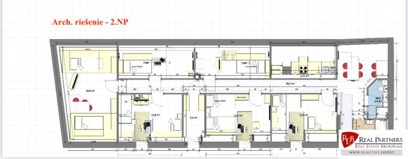 Etage einer 5-Zimmer-Wohnung oder größer mit Holzboden und geräumigem Grundriss.