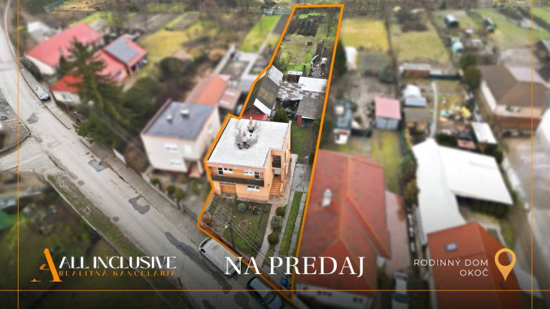Luftaufnahme eines Einfamilienhauses in Okoč, Veľký Meder. Zu verkaufen.