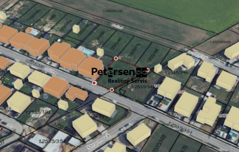 Luftaufnahme von Grundstücken - Wohnen in der Lúčná-Straße in Cífer.