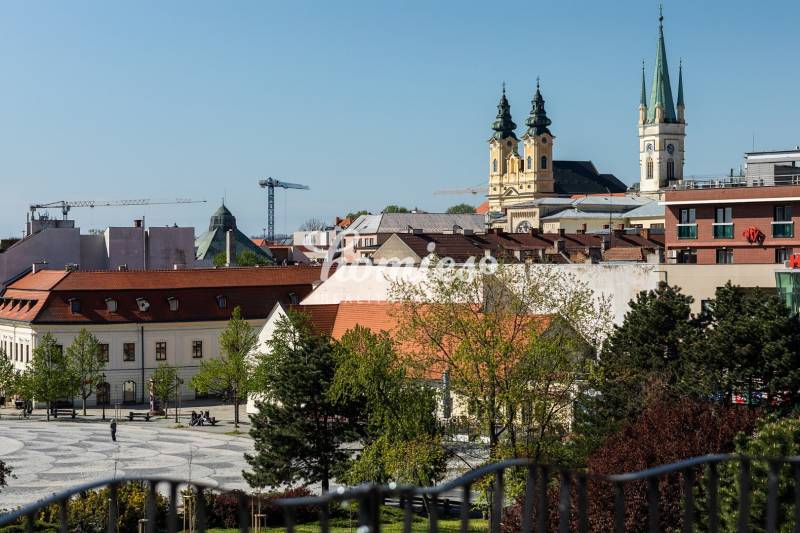 Das historische Zentrum von Nitra mit der Kathedrale und Kränen, geeignet für eine 3-Zimmer-Wohnung.