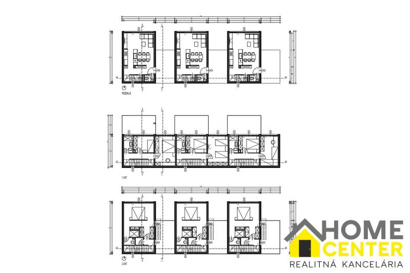 Der Grundriss der Einfamilienhäuser in Čiovo zeigt die Raumaufteilung der verschiedenen Stockwerke der Villa.