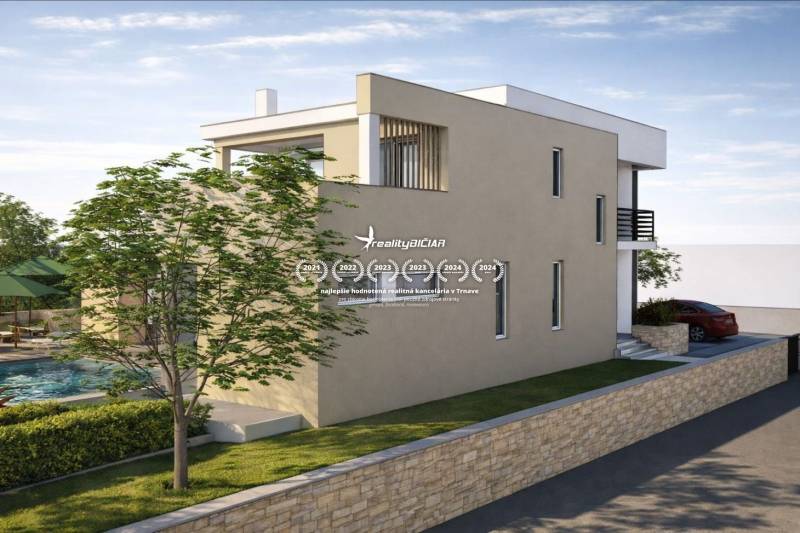 Zweistöckiges Gebäude mit Pool auf Wohnbaugrundstücken in Ljubač, Ljubač-Straße.