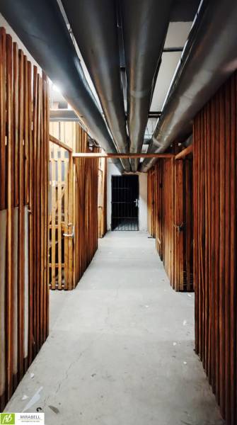 Kellerraum mit Holzwänden und Rohrleitungen in einer 3-Zimmer-Wohnung.