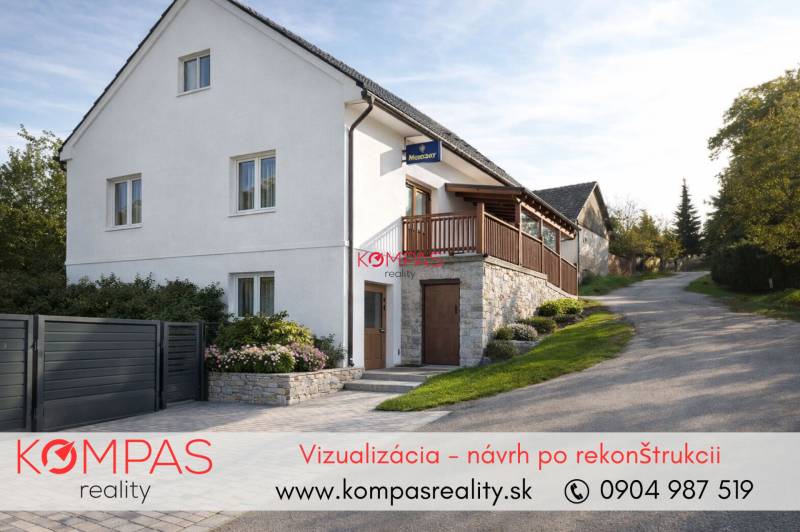 Weißes Haus mit Steindetails und Garten, Vígľašská Huta-Kalinka, Gewerberäume.