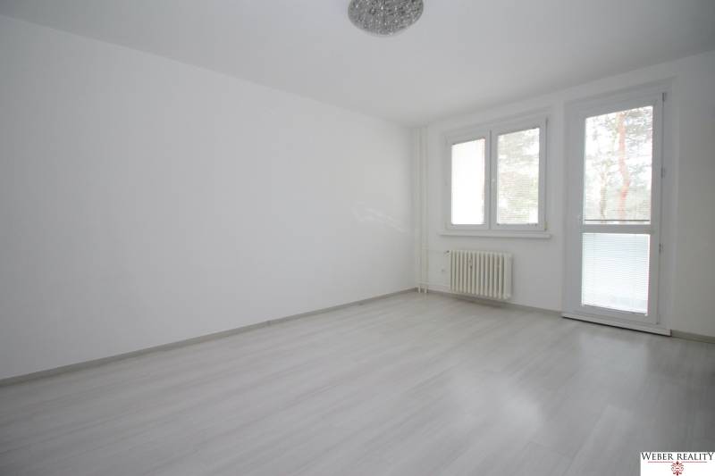 Ein Zimmer in einer 3-Zimmer-Wohnung mit Holzboden und großen Fenstern.