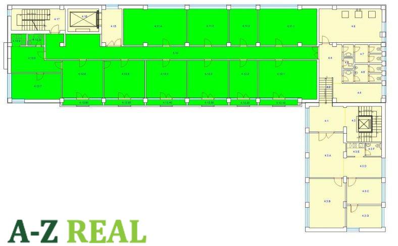 Grundriss der Büros mit Raumbezeichnungen in der Alten Vajnorská in Bratislava - Nové Mesto.