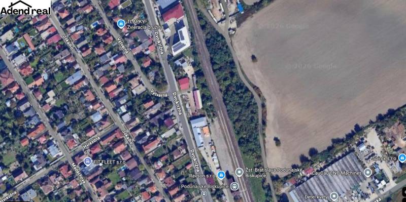 Luftaufnahme von Podunajské Biskupice, Dvojkrížna Straße, Grundstückstyp - Gewerbe.