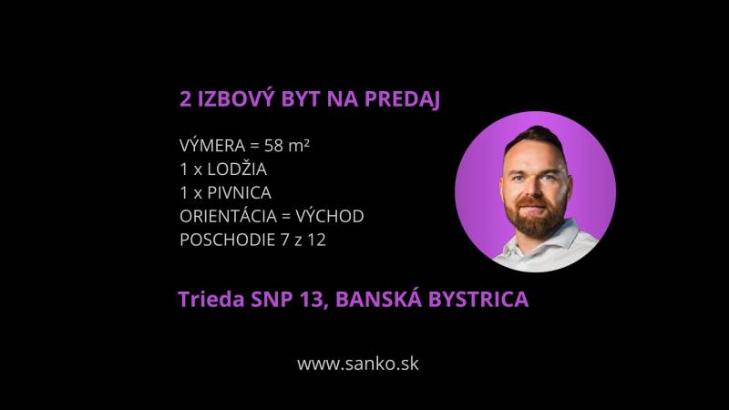 Angebot einer 2-Zimmer-Wohnung zum Verkauf auf der Straße SNP, Banská Bystrica, 58 m², Loggia.