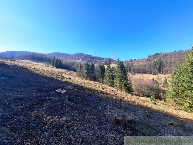 Schöne Naturlandschaft von landwirtschaftlichen und forstwirtschaftlichen Flächen in Hronec mit Bäumen und Wiesen.