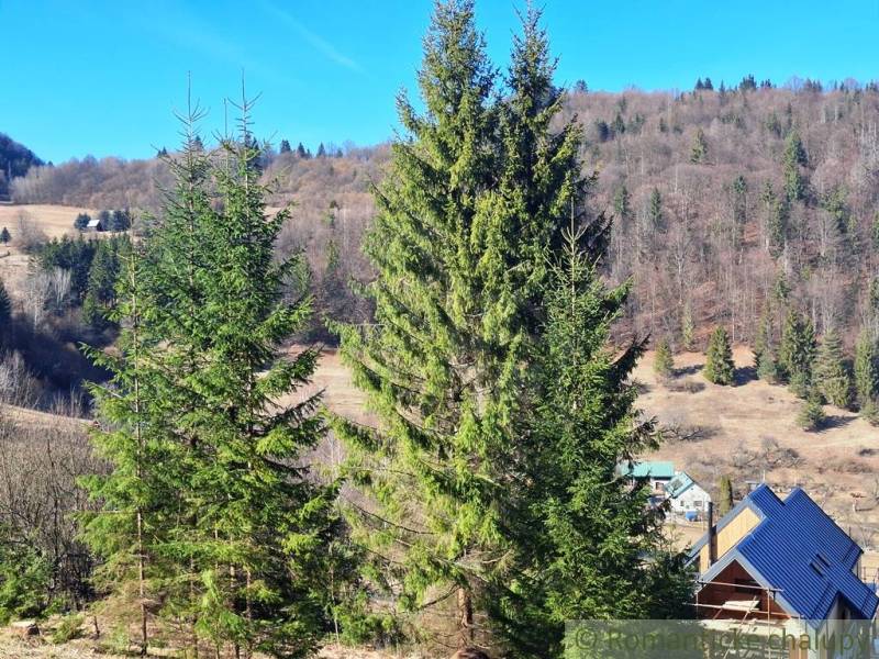Landwirtschaftliche und forstwirtschaftliche Flächen in Hronec, Wälder und Hausdächer.