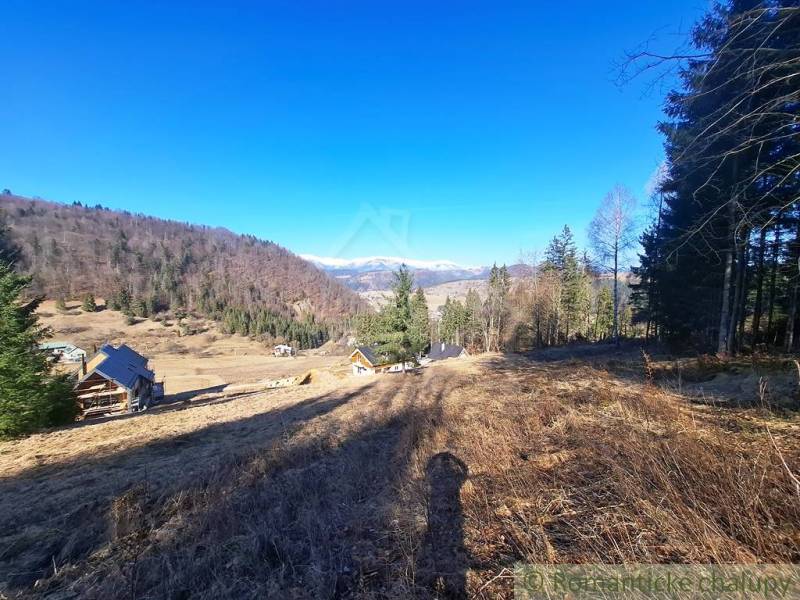Landschaft in der Gemeinde Hronec, landwirtschaftliche und forstwirtschaftliche Grundstücke mit Blick auf die Berge und Häuser.