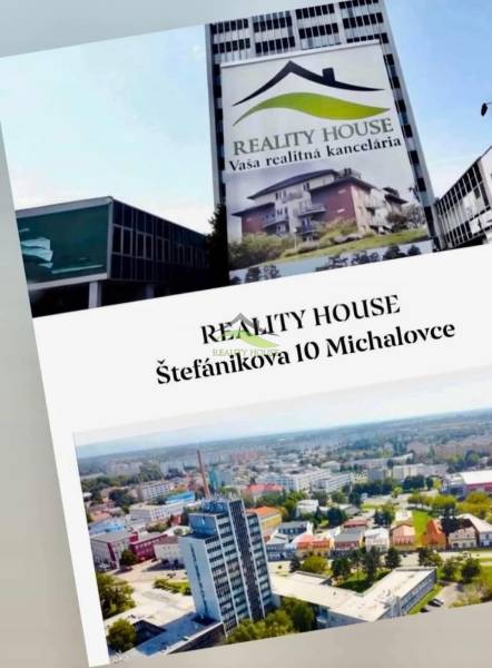 Gebäude mit einer Immobilienwerbung in der Štefánikova-Straße 10, Michalovce.