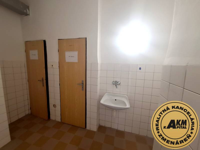 Büros mit Wandverkleidungen, zwei Türen und ein Waschbecken.