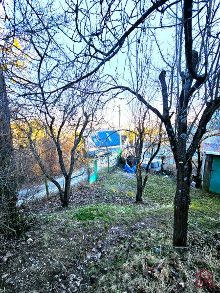 Der Garten bei der Hütte in der Palmová in Košice - Stadtteil Sever mit Obstbäumen.