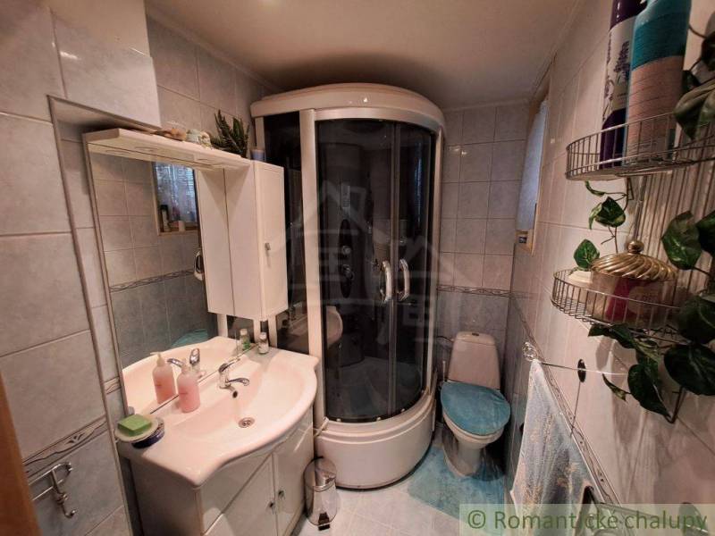 Badezimmer in einem Einfamilienhaus mit moderner Dusche, Waschbecken und Toilette.