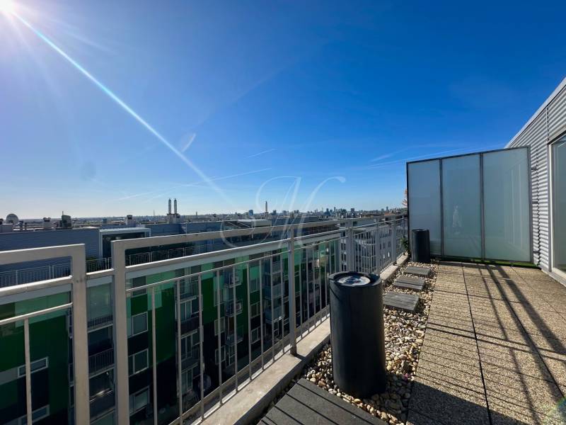 Blick von der Terrasse eines Wohnhauses in Bratislava - Ružinov in der Rubínová-Straße.