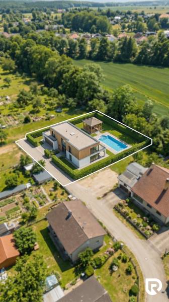 Visualisierung eines modernen Hauses mit Pool in Jablonica, auf einem Grundstück für Wohnzwecke.