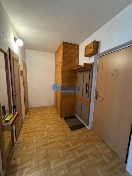 Flur mit Holzboden und Einbauschränken in einer 2-Zimmer-Wohnung.
