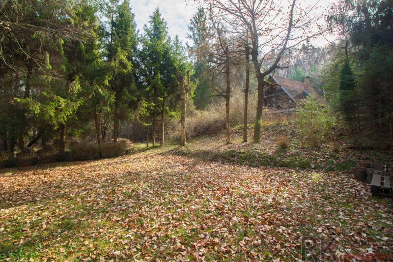 Herbstlandschaft der Erholungsgebiete in Holčíkovce voller bunter Blätter und Bäume.