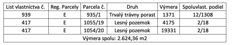 Pozemkové údaje: Eigentumsblatt, Parzellen, Art, Fläche, Miteigentumsanteil.