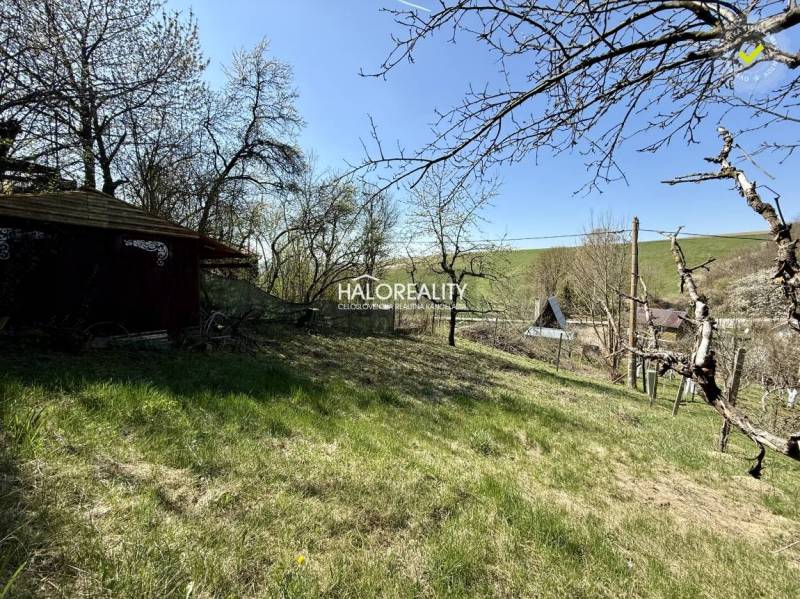 Gärten in Rimavská Sobota mit Rasenfläche, Holzhaus und nahegelegener Natur.
