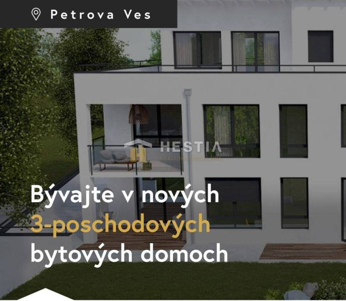 Ein neues Wohngebäude in Petrova Ves bietet eine geräumige 3-Zimmer-Wohnung auf 3 Etagen an.
