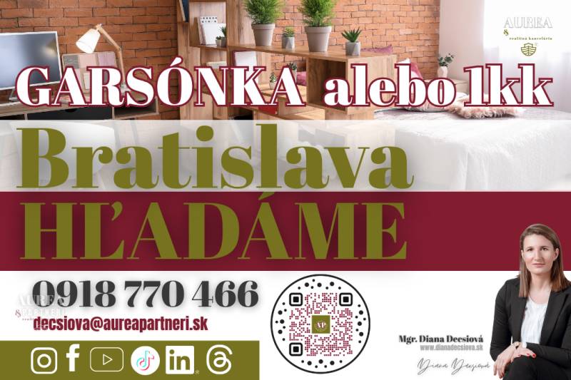 Wir suchen ein Studio oder eine Einzimmerwohnung in Bratislava mit einem Holzboden.