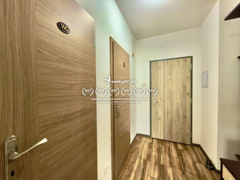 Eingangsflur mit Holzboden in einer 2-Zimmer-Wohnung.