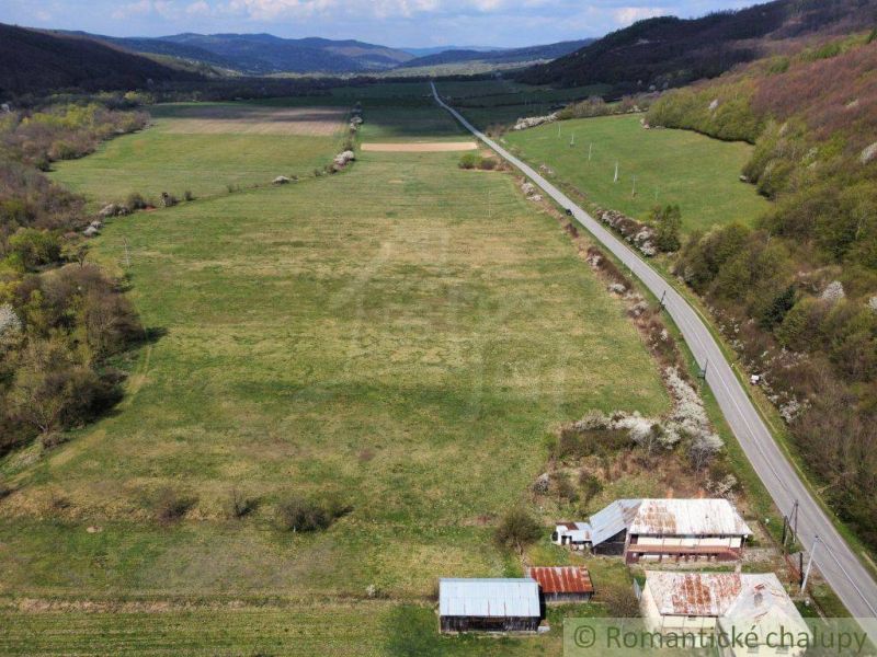 Der Weg und die Felder rund um das Einfamilienhaus in Zubné, umgeben von Natur.