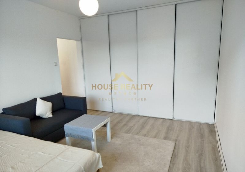 Einzimmerwohnung mit Sofa, Couchtisch und Holzboden.