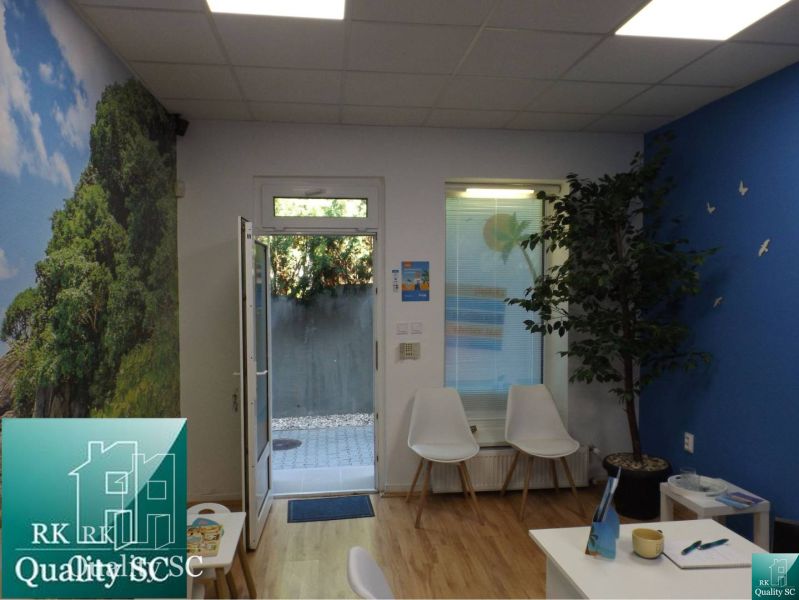 Innenraum eines Einfamilienhauses mit blauer Wand, weißen Stühlen und einem Boden in Holzoptik.