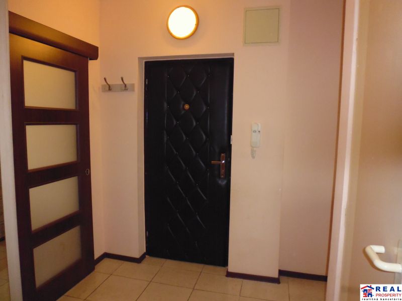Eingangsflur in einer 2-Zimmer-Wohnung mit weißen Wänden und dunklen Türen.