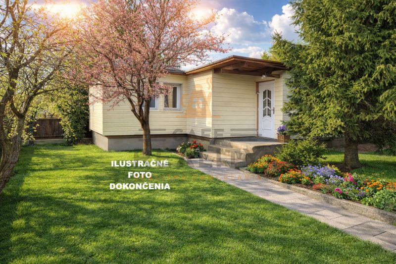 Ein Einfamilienhaus in der Straße Podkerepušky in Bratislava - Záhorská Bystrica mit einem blühenden Garten.