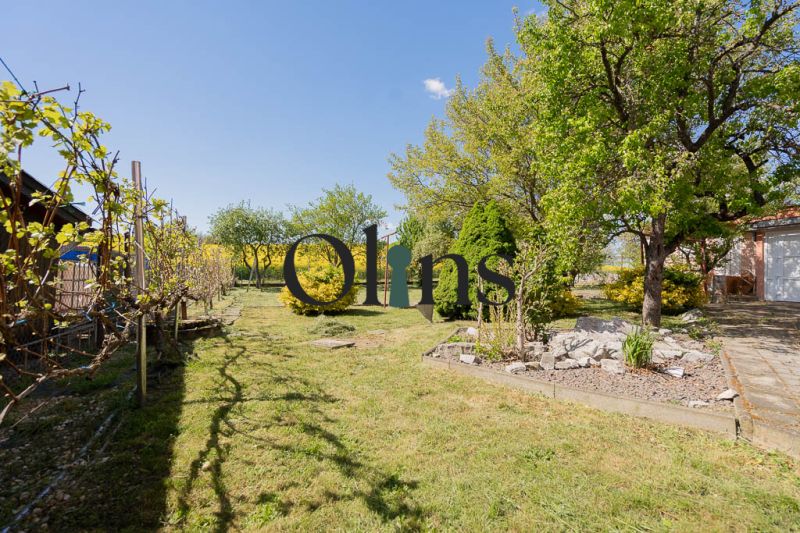 Der Garten beim Einfamilienhaus in der B. Tablica Straße, Dudince, voller grüner Bäume und Sträucher.