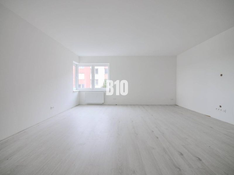 Geräumige 1-Zimmer-Wohnung mit hellen Wänden und Holzboden für modernes Wohnen.
