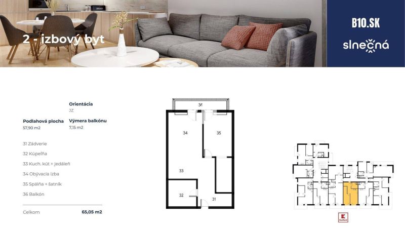Zweizimmerwohnung, helle Räume, Balkon, Südwest-Ausrichtung; Badezimmer, Kochnische, Schlafzimmer.