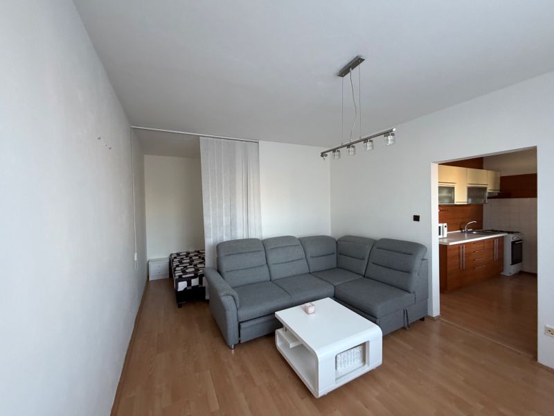 Stilvolles Wohnzimmer in einer 3-Zimmer-Wohnung mit Holzboden.