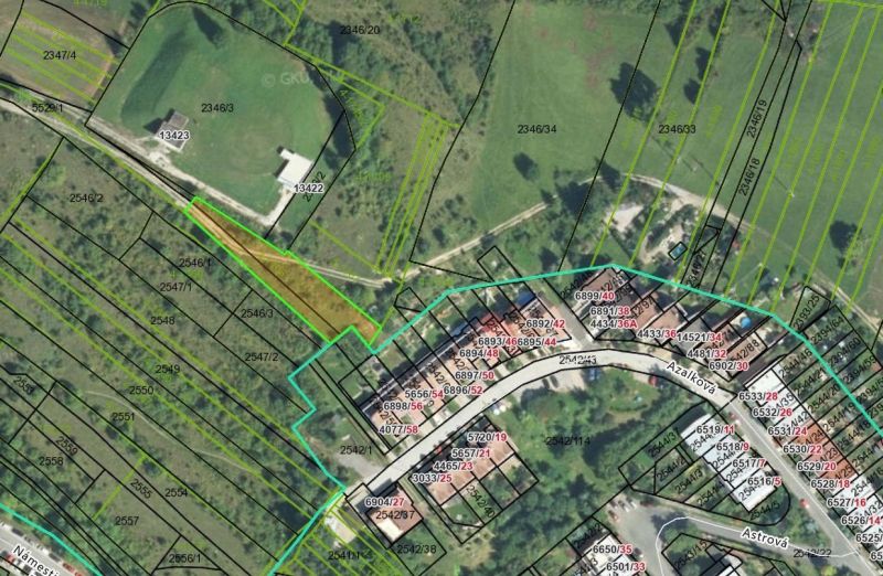 Satellitenansicht von Wohnbaugrundstücken in der Azalková in Banská Bystrica.