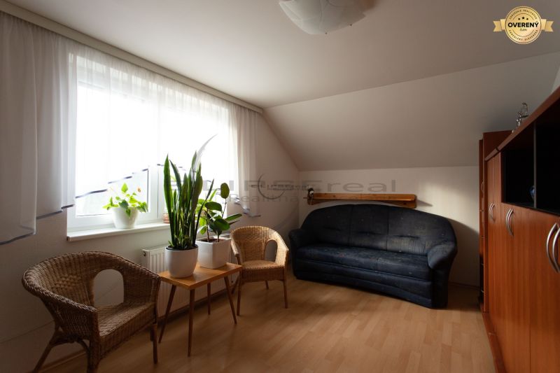 Wohnzimmer mit Holzboden-Dekor, dunklem Sofa und Korbsesseln in einem Einfamilienhaus.